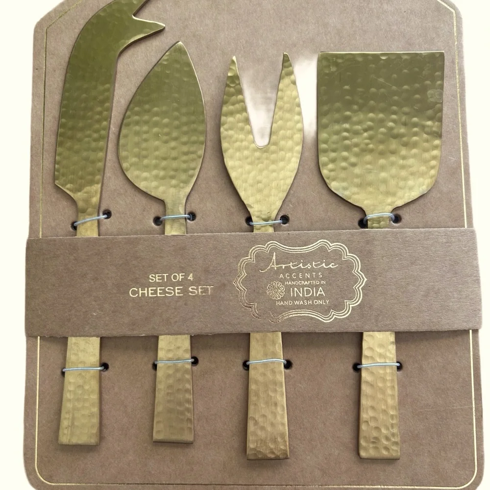 New Artistic Accents Handcrafted 4 Piece Cheese Set